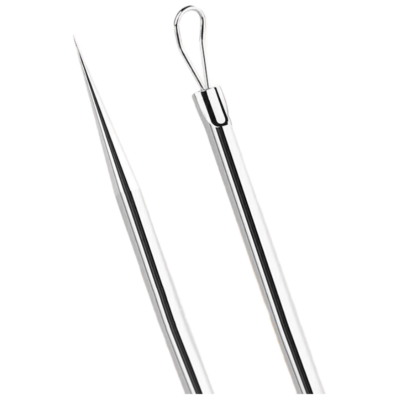 Yefili Two Ultra-Fine Closed Comedone Extractor Blackhead Acne Needle Pimple Removal Tool Beauty Scraper Cleaning Instrument