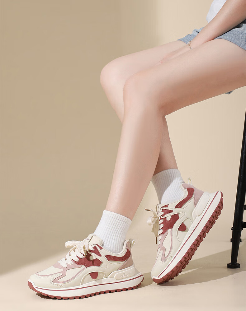 MEXICAN Women's Skate Shoes White Casual Sports Dad Sneakers Red Beige Size 35 16