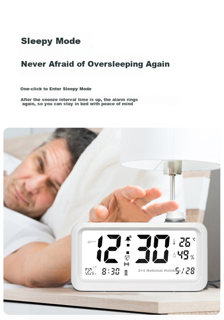 Compas Electronic Alarm Clock, New Smart Design for Students, Powerful Wake-Up Device for Children, Essential for Back-To And Graduation, Desktop Light-Sensitive Clock B2388A Green Back-To Seaso 5