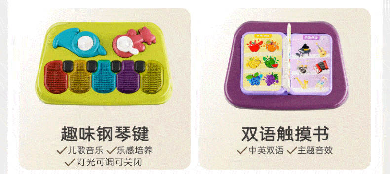 GOODWAY Early Education Treasure Box Activity Table 1-3 Years Old Baby Educational Toy Six-Sided Cube Children's Birthday First Year Gift 7