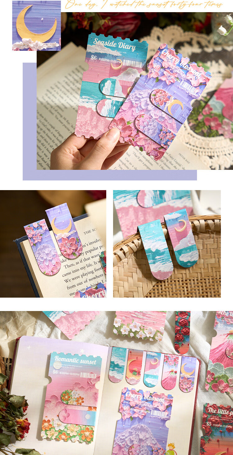Jufu Cute Panda Magnetic Bookmark Student School Opening Prize Inspirational Double-Sided Magnetic Bookmark High-Value Reading Page Holder Two-Pack Children's Day Gift 7