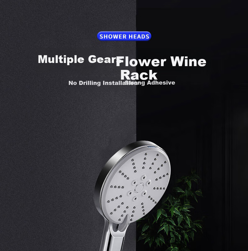 Cigeman Adjustable Shower Head Holder, No-Drill Shower Bracket, Bathroom Shower Accessory, Rain Shower Base 1