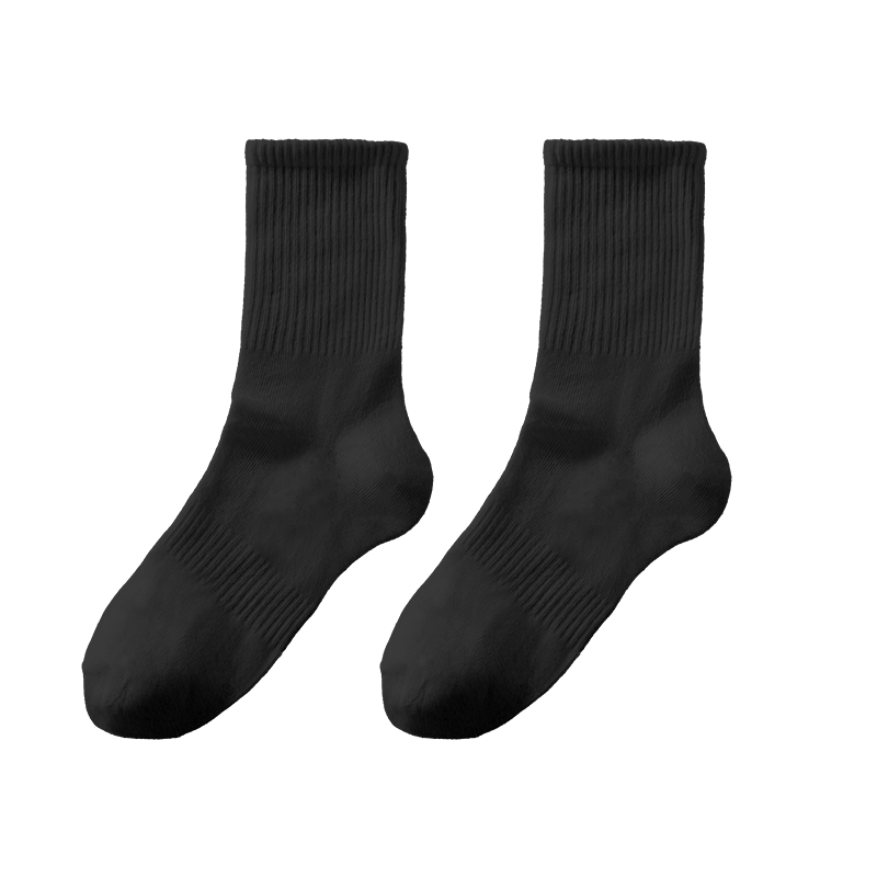MiiOW Disposable Mid-Calf Black Socks Unisex Lightweight Sports Socks 7 Pairs Black