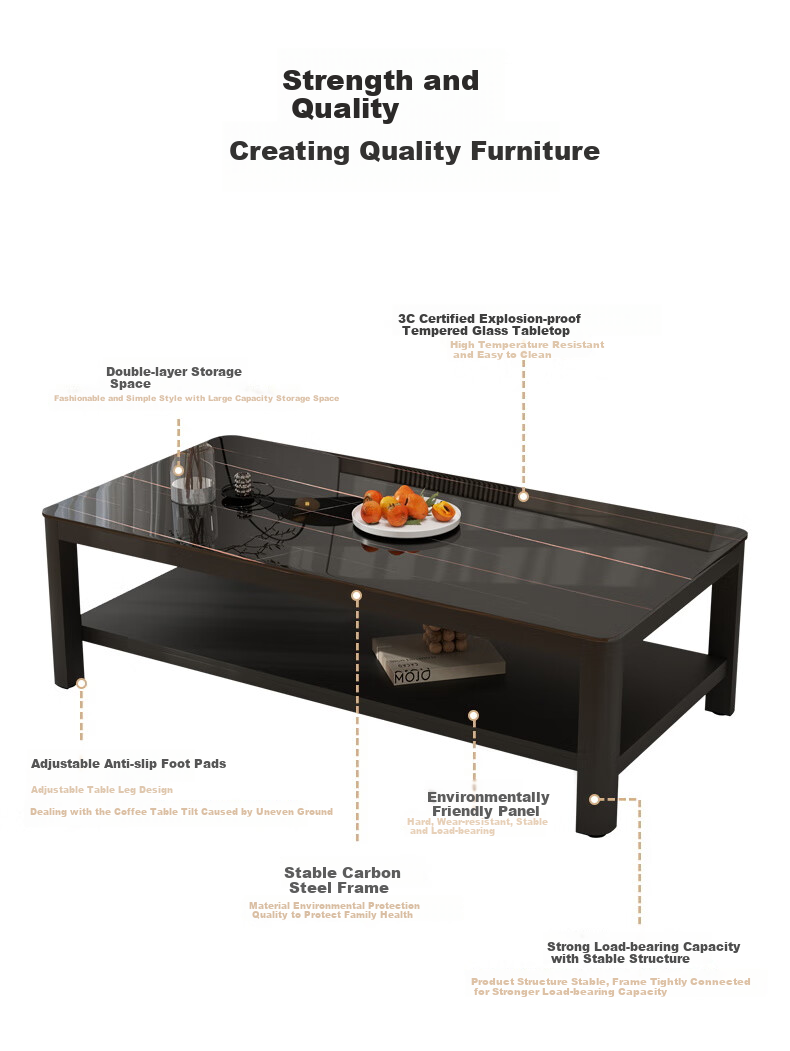 Fanshe Coffee Table, Living Room Tea Table, Office Coffee Table, Small Apartment Glass Sofa Table, Modern Minimalist Tea Table 5