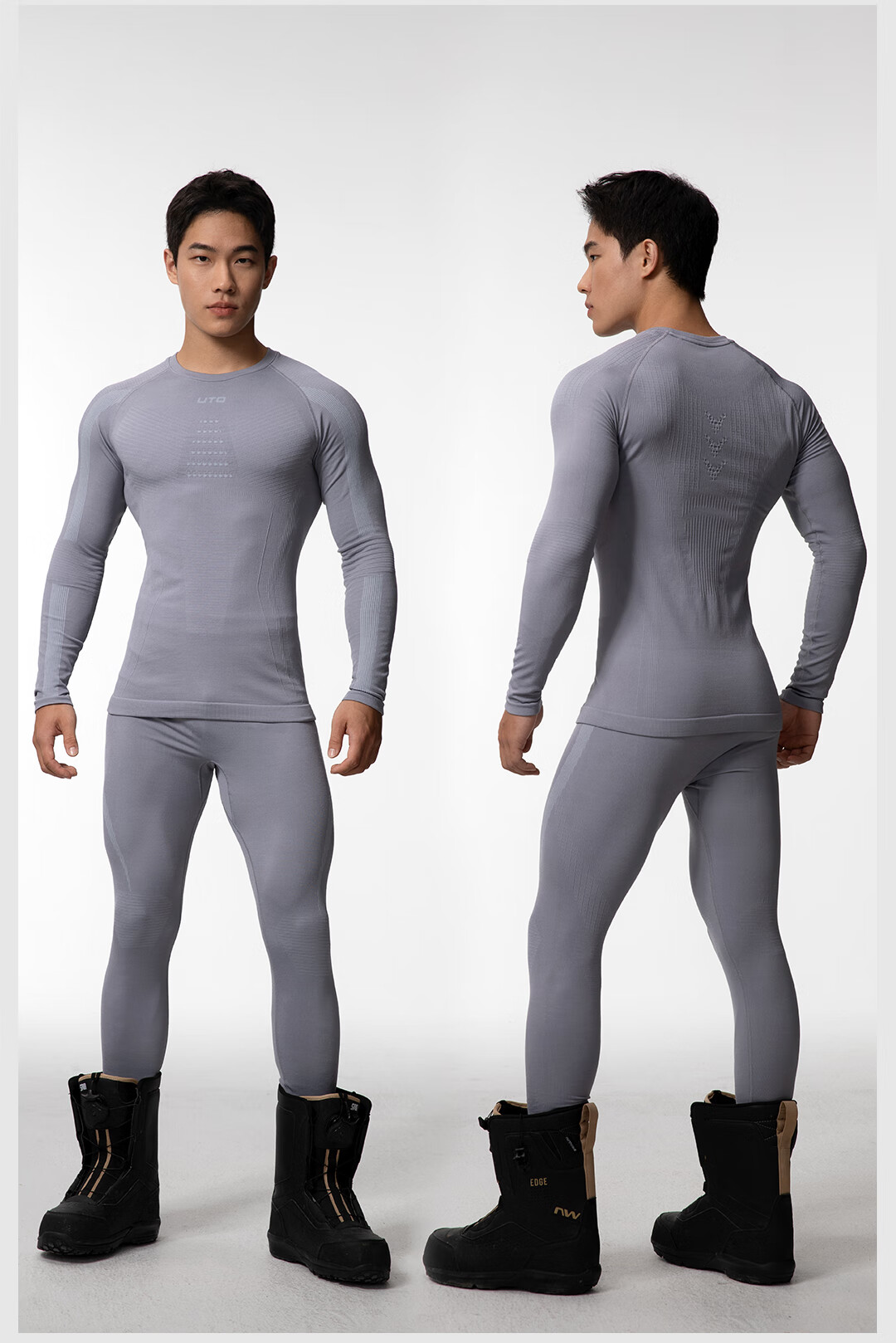 UTO Merino Wool Quick-Dry Base Layer Set Unisex Ski Mountaineering Thermal Underwear Classic Black Men’s L 23