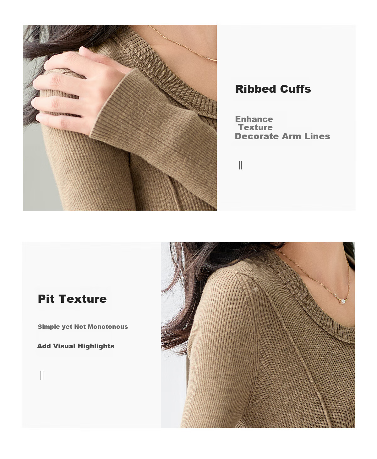 Chushen Spring And Autumn Knit Sweater for Women, Wilderness Maillard Fashion Versatile Round Neck Knitted Base Layer S143Z3020 5
