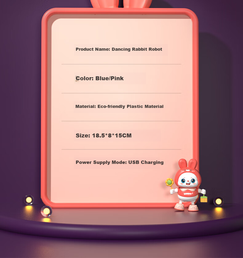 Dimoarch Baby Toy for 0-1 Year Old, Early Education Sound And Light Electric Dancing Rabbit, Rechargeable Head-Lifting Training Singing Birthday Gift 7
