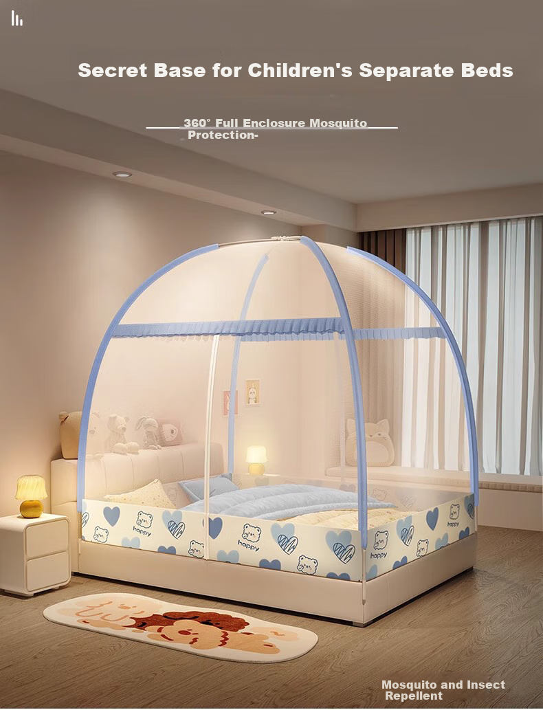 XI HAN Class A Household Mongolian Yurt Mosquito Net with Double Doors, 1.5×2 Meter Bed [Full Bottom, No Installation Required Steel Wire Frame] 1