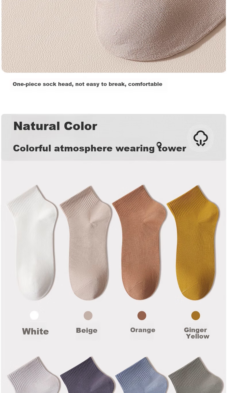Mianmanman Men's Socks, Xinjiang Cotton 10A Antibacterial Deodorant Low-Cut Short Tube Socks, Thin Summer Style, Trendy Solid Color, 10 Pairs Per Pack 10