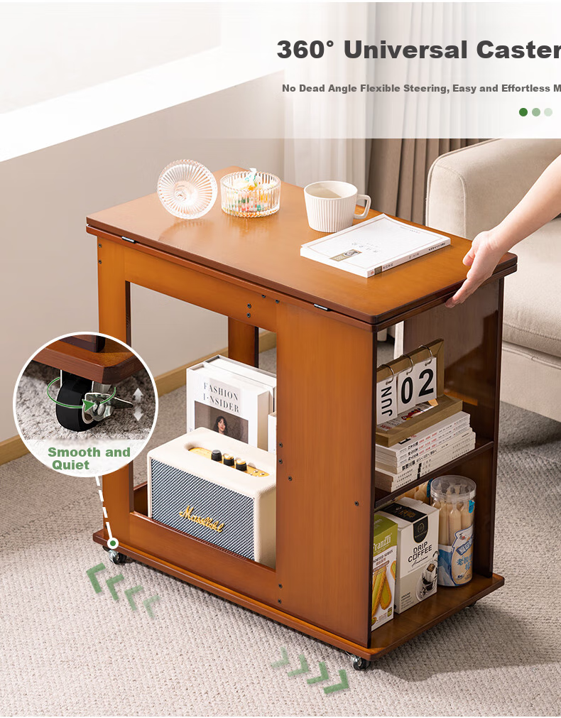 Laozhujiang Movable Side Table, Living Room Coffee Table, Sofa End Table, Multifunctional Antique Folding Tea Table, Storage Rack, Corner Cabinet 3