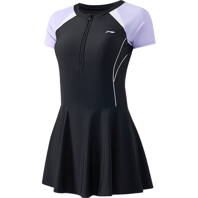 Li-Ning Girls' Swimsuit for Older Children, Middle School Students, 2025 New Style One-Piece Swimwear with Chest Pads for Hot Springs And Swimming for Older Girls