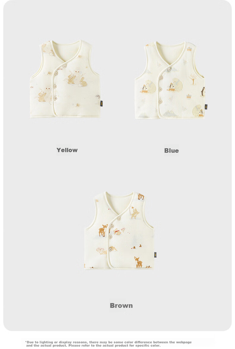 TONGTAI Baby Vest Autumn And Winter Pure Cotton Padded Infant Clothing Children's Sleeveless Jacket Vest Top Yellow 100cm 11