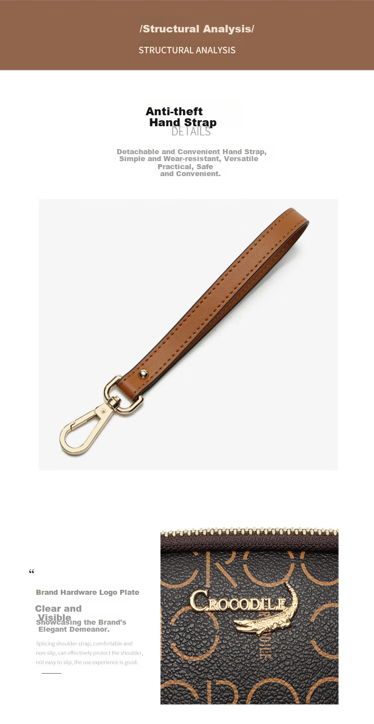 CROCODILE Goddess Festival Double Zipper Wrist Bag, Classic Floral Pattern Casual Women's Handbag Gift for Wife, V1686 Pink 10