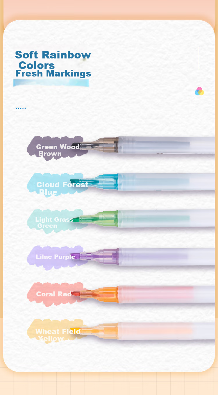 COMIX 6-Color Highlighters, Student Review Key Points Marking Pens, Journal Water-Based Markers, 6 Pens/Box HP910 Back-To Stationery 5