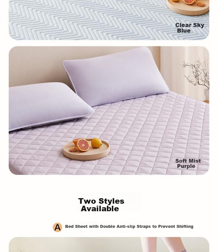 Wangyiyanxuan Mattress Protector, 3-Layer Standard Class A Antibacterial Waterproof Mattress Pad, 150×200cm, White Fitted Sheet Style 21