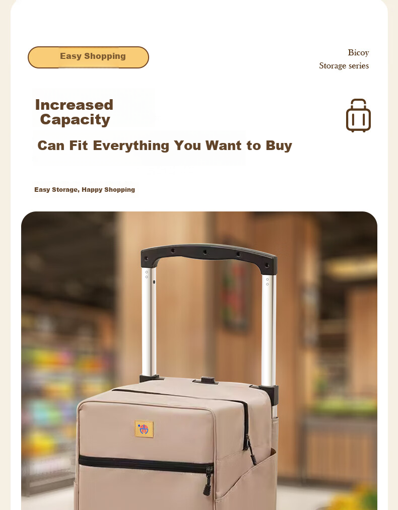 Baicaoyuan Grocery Shopping Cart, Portable Household Trolley, Supermarket Hand-Pushed Cart, Foldable Pull Rod Cart for Elderly 9
