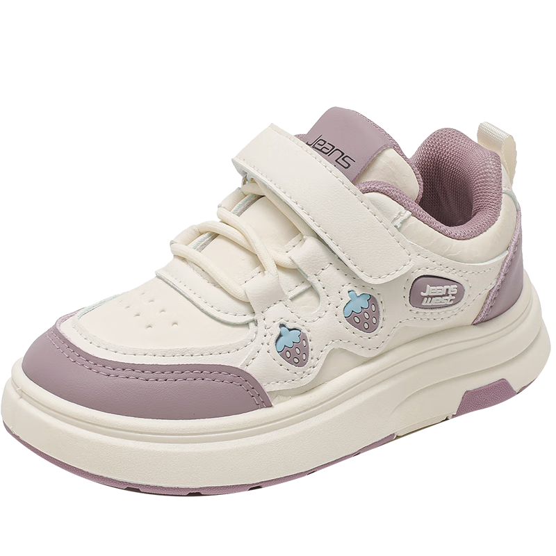 Jeanswest Kids Sweet Cute Velcro Girls' Sneakers Casual Sport Shoes D1A006 Beige Purple Size 32