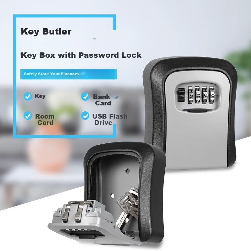 Chugong Password Key Box, Peephole Box, Renovation Key Holder, Construction Site Anti-Theft Door Lock, Temporary Entrance Key Storage, Gray 1