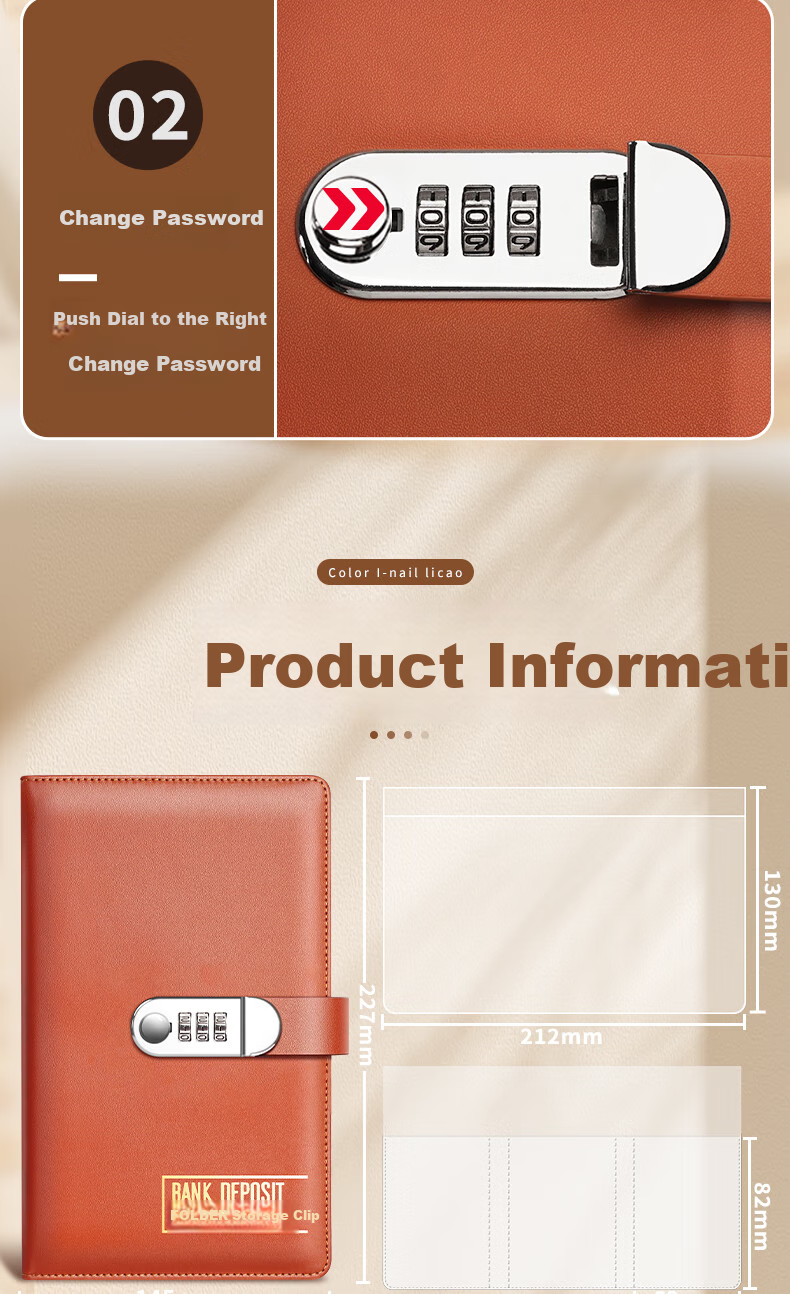 Licao Savings Deposit Organizer, Bill Holder, Bank Statement Folder, 2026 Latest Model, Bank Check Holder, Money Storage, Multi-Functional, Waterproof, Large Capacity, with Lock 8