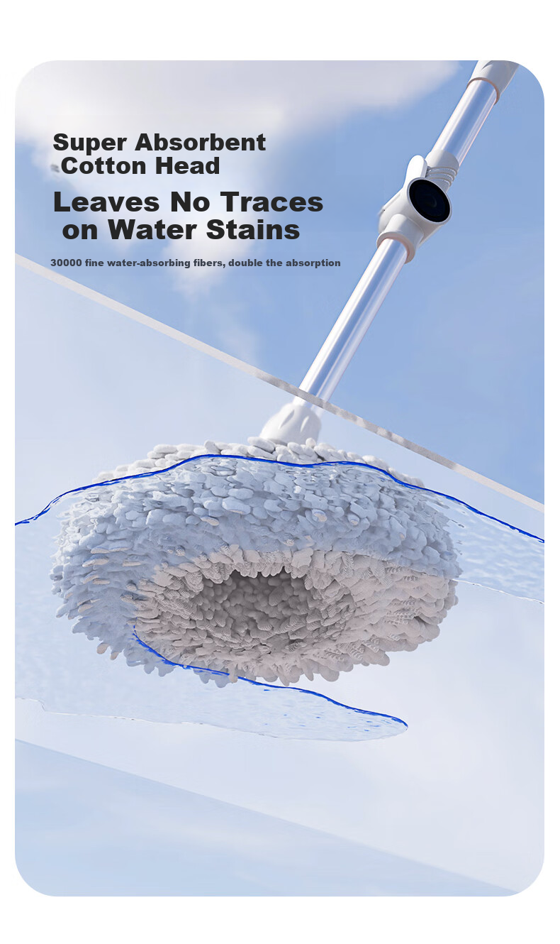Happy Mom Rotating Mop with 2 Heads, Household All-In No Hand Washing Required, 2025 New Lazy Person's Tool Mop with Bucket And Wheels 6