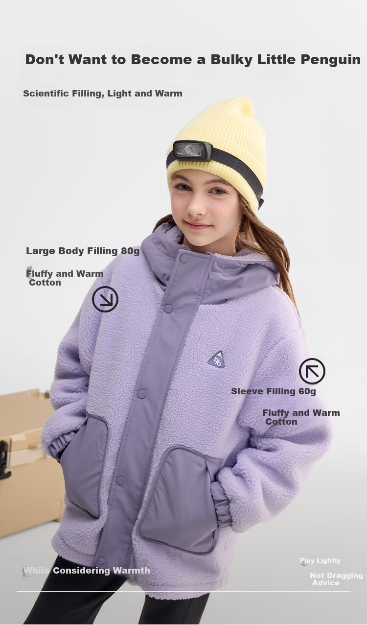 BALABALA Children's Clothing Cotton Jacket for Boys And Girls, 2026 New Spring Water-Repellent Coat, Warm Padded Outerwear, Fashionable 10