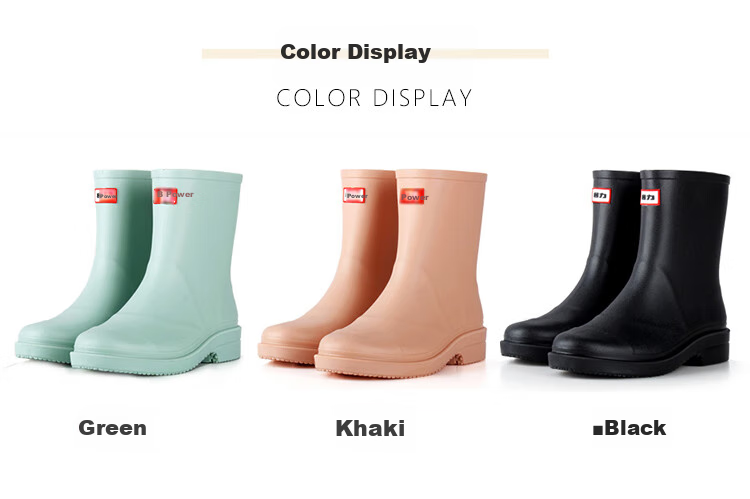 Huili Women's Fashion Rain Boots, Outdoor Waterproof Shoes, Non-Slip Short Boots, Wear-Resistant Rubber Shoes, Water Boots 6023 Black Size 40 2