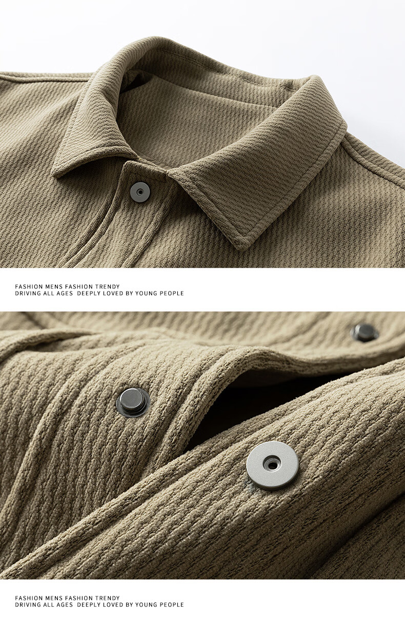 MARK FAIRWHALE Men's Spring and Autumn Casual Commuter Versatile Shirt Collar Outdoor Jacket Light Camel M 9