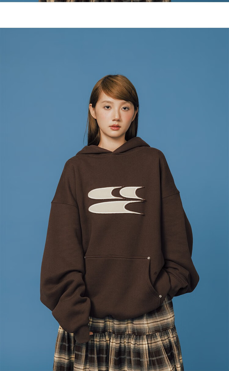 Crying Center Blue Wool Layered 3C Logo Fleece Sweatshirt Deep Blue S [Wen Qi Same Style] 8