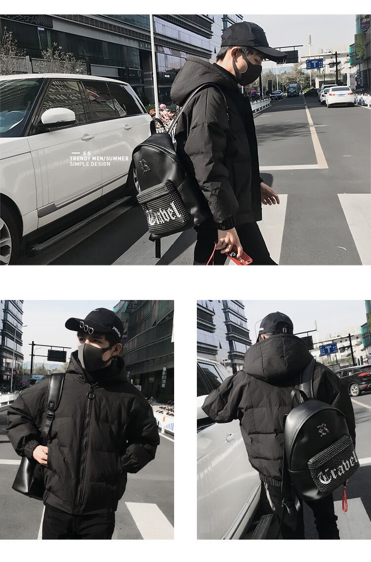 Colombass Trendy Men's Down Jacket Hooded Winter New Thick Short Loose Down Coat Outerwear 7