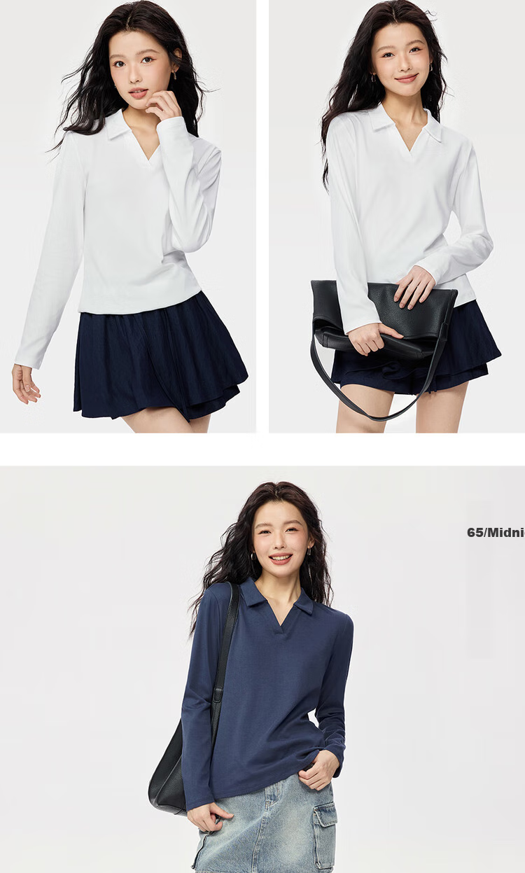 ZARA Long Sleeve Polo Shirt Women Autumn and Winter Pure Cotton Ladies Slim Fit V-neck Top 05315781 12