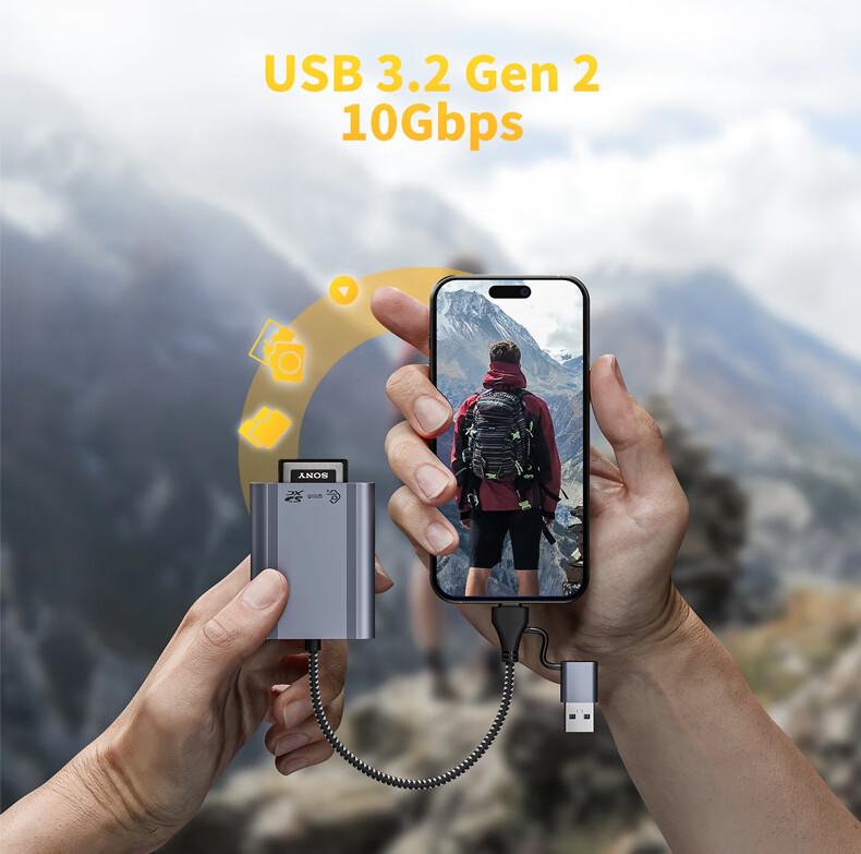 ShiliFan USB 3.2 CFexpress Type B Card Reader 10Gbps for Apple iPhone, Tianshuo, Canon, Nikon Camera Storage Cards 7