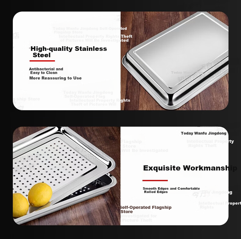 Jinwanfu Stainless Steel Steaming Tray, Commercial Steamer Pan, Commercial Tray for Steamed Rice Cabinet, 430 with Holes, 60*40*4.8cm, 0.7mm Thick 13