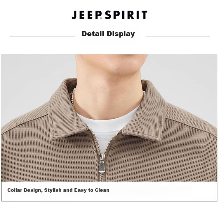 JEEP SPIRIT Men's Sweatshirt, Spring Casual Polo Shirt, Men's Long-Sleeve T-Shirt with Collar, Coffee Color, Size L 10