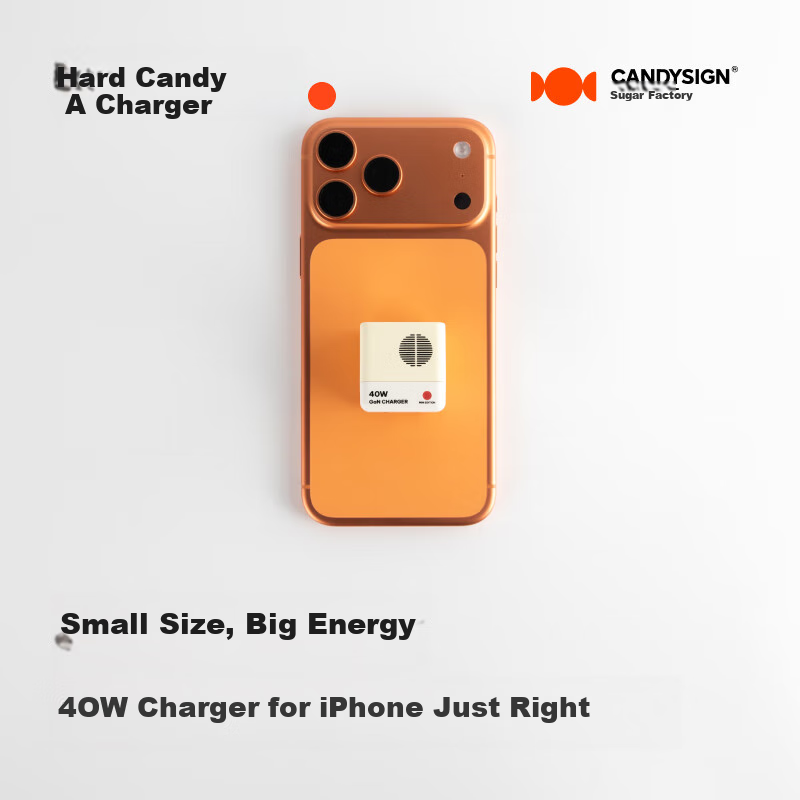 Зарядная головка CANDYSIGN Candy Factory Hard Candy A, 40W GaN, быстрая зарядка PD3.2, совместима с IPad, Apple 17/16, Android Type-C