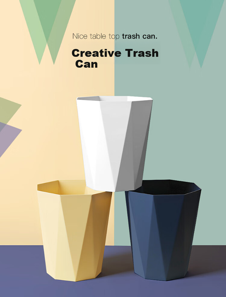 Miaomei Simple Trash Can 11L for Home, Dormitory, Living Room, Bathroom, Kitchen, Uncovered Nordic Style Creative Bedroom Office 1