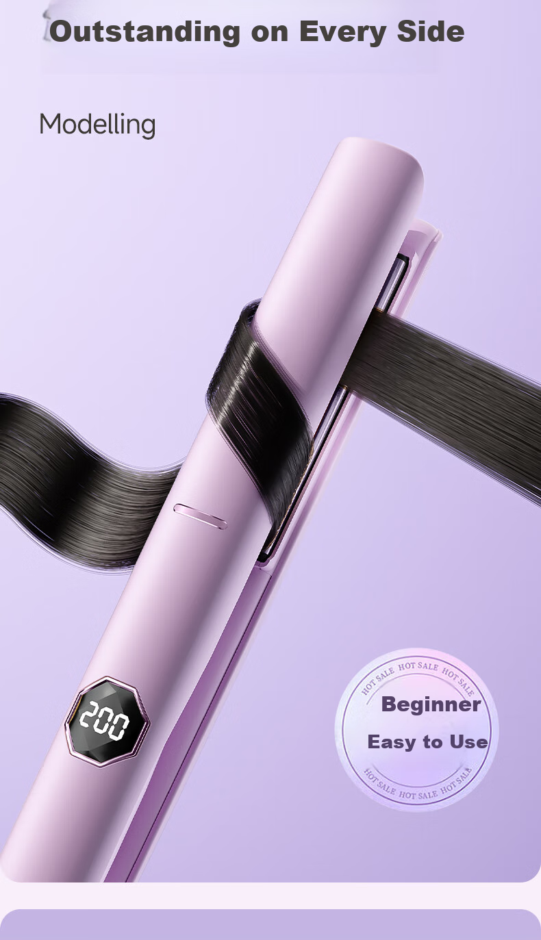 AUX Straight And Curled Hair Iron with Negative Ion, Hair-Friendly, Anti-Scalding, Dual-Use for Straight And Curly Hair, Five Temperature Settings, Bangs Clip, High Crown Volumizing Tool, Curling Iron, 520 Gift 7