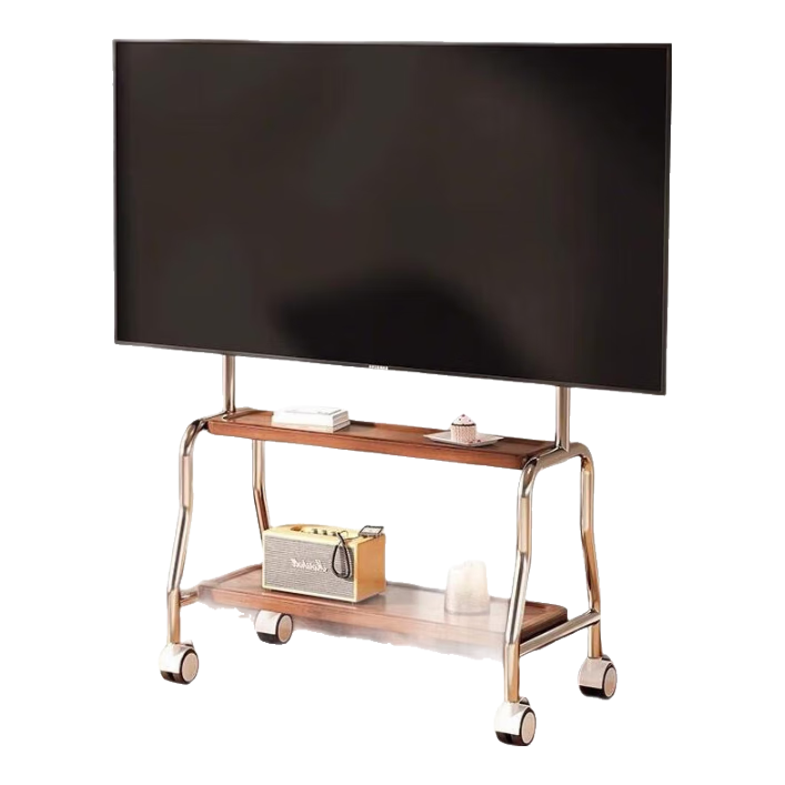 Beishi 32-75 Inch Mobile TV Stand, Artistic TV Bracket, Floor-Standing TV Cart, Universal TV Mount, Stainless Steel Double-Layer Storage Rack/hole Board Organizer