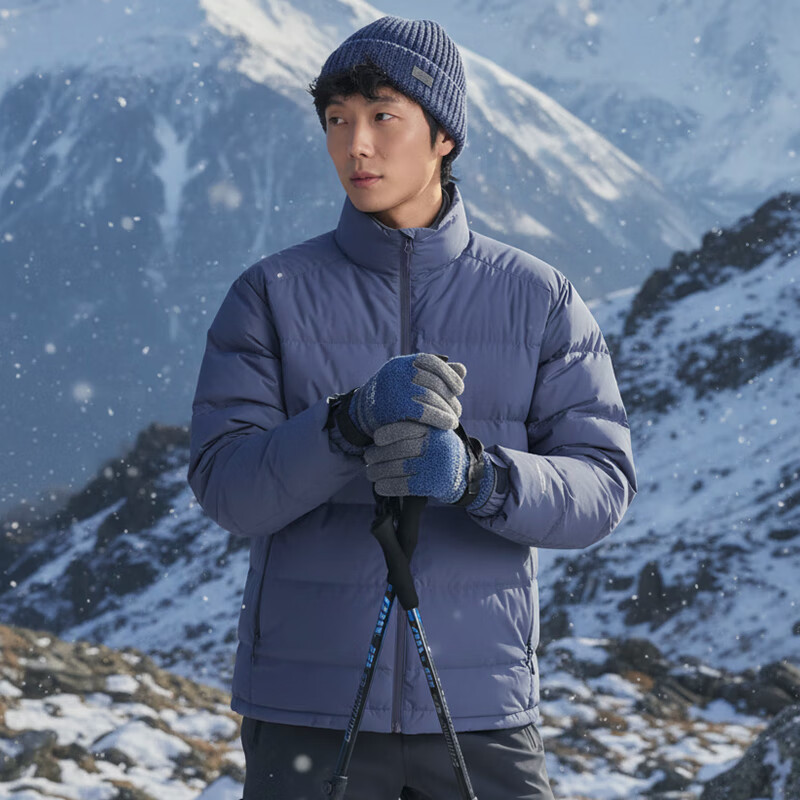 JD Jingzao 25 Winter Cloud Shield Workwear Puffer Jacket Three-Proof Goose Down Outdoor Men's Coat Down Jacket Stand Collar Layered Cloud Blue L