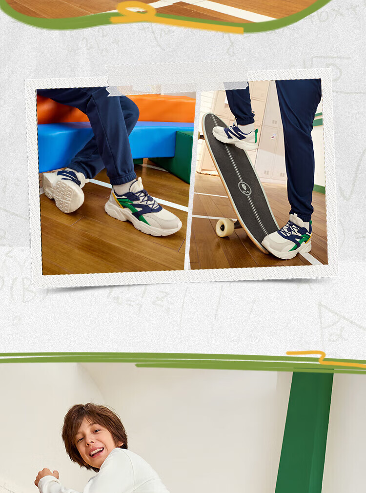 LI-NING Kids Casual Shoes Unisex Teen New Comfortable Shock Absorption Low-top Sports Sneakers 12