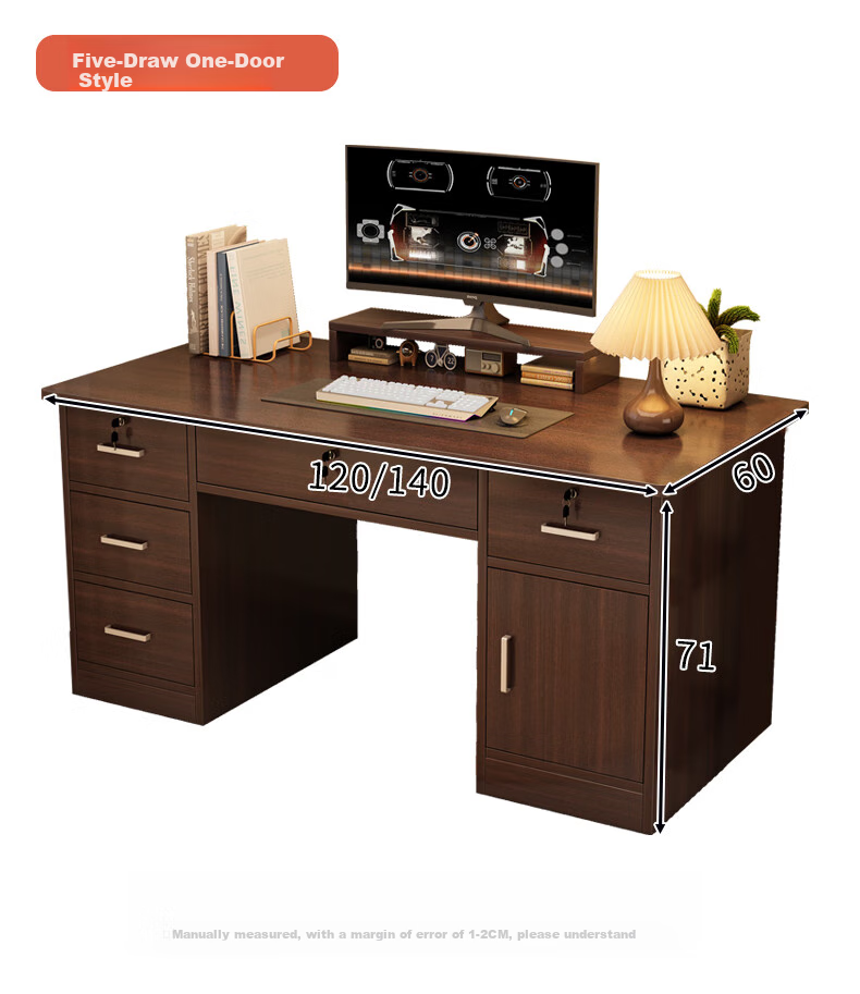 Xinyouliangjia Computer Desk, Desktop Office Desk, Home Writing And Study Desk, Adult Office Desk A095, 120cm with Five Drawers And One Door 19
