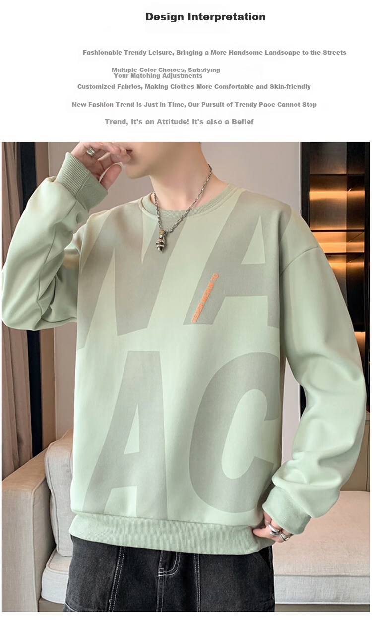 JEEP SPIRIT Sweatshirt for Men, Autumn 2025 New Style, Loose-Fitting Base Layer, Long-Sleeve Sweatshirt for Men 6586, Black, XL 2