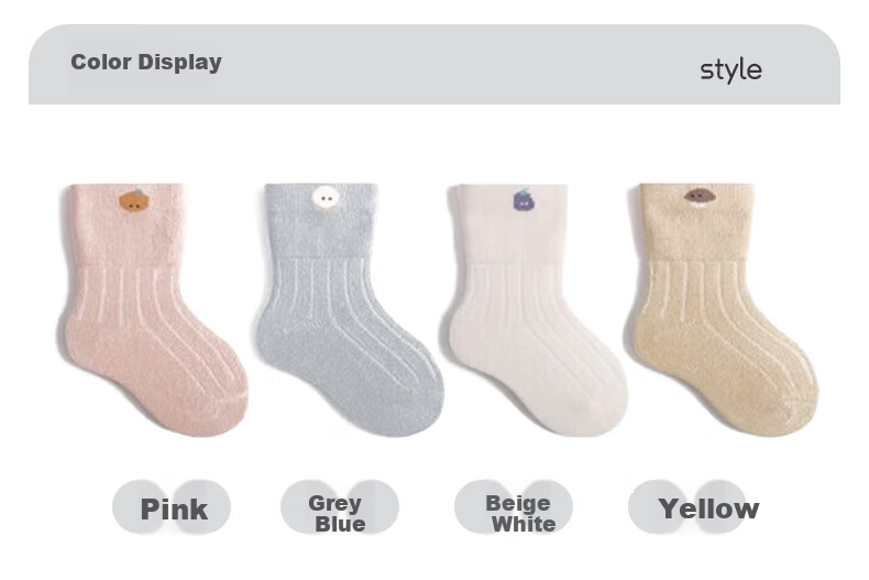 Aibaoshi Baby Socks, Spring And Autumn Newborn Socks, Mid-Calf Cotton Socks for Infants, Children's Socks And Foot Covers, 4 Pairs, Size S, S398 7