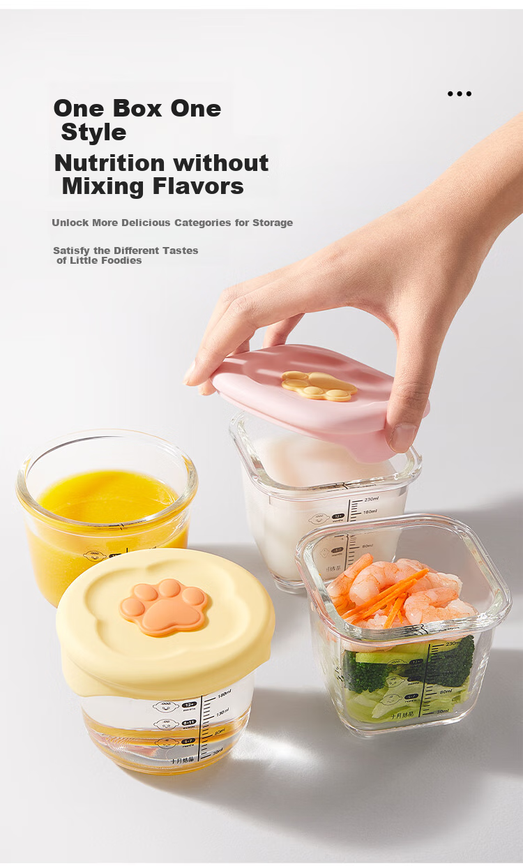 Shiyuejiejing Baby Food Storage Container, Glass Food Preservation Box, Infant Food Storage Jar, Suitable for Steaming, Cooking, And Freezing 7