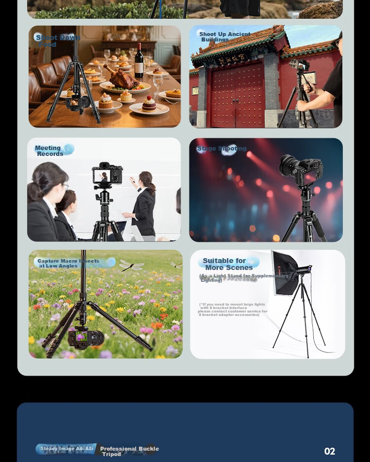 Fotopro A5i+55QS+SJ-85, Buckle Design Panoramic Ball Head, Variable Monopod, Mirrorless Digital Camera Photography Tripod, Feather Gray 7