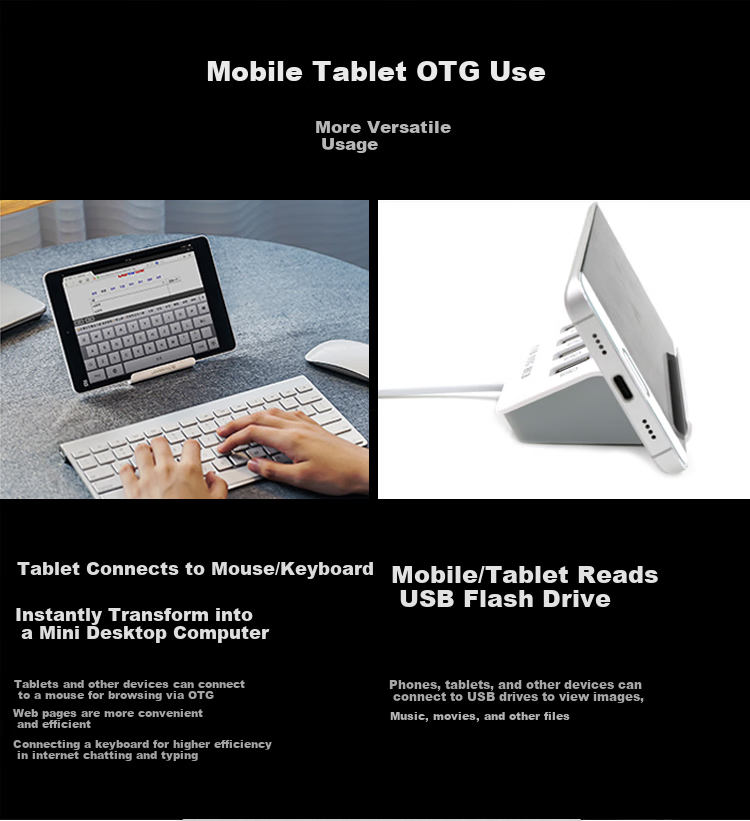 Jinghua Type-C External Sound Card, USB Hub with One-To Splitter, HUB Expansion Dock for Computer, Laptop And Desktop, Connects to 3.5mm Headphones And Speakers, Converter Head, Alloy N801 6