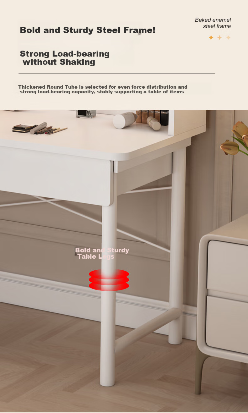 OLENOUFENG Dressing Table, Modern Minimalist Bedroom Vanity, Compact Luxury High-End Makeup Desk with LED Light And Dressing Mirror 8