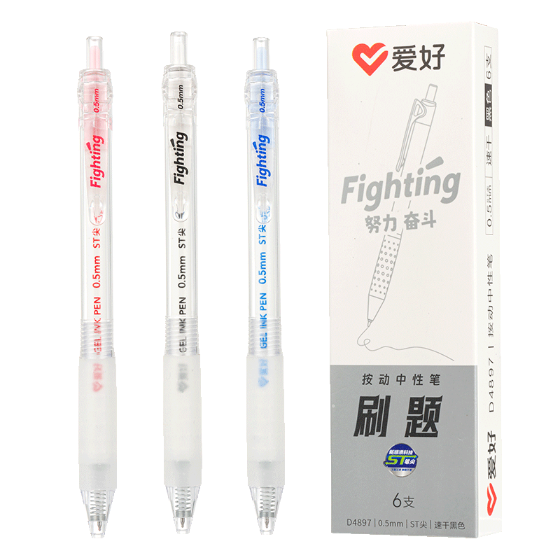 AIHAO 0.5mm Retractable Gel Pen Blue Ink Quick-Dry Student Writing Pen ST Tip 6-Pack D4897