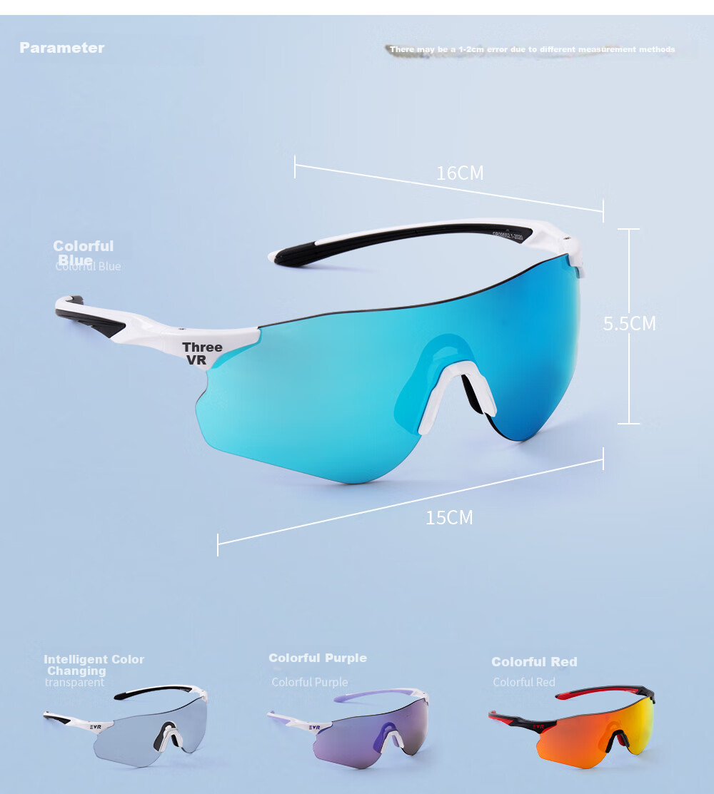 EVR Cycling Glasses with Transparent Smart Photochromic Lenses + Black And White Temple Arms 14