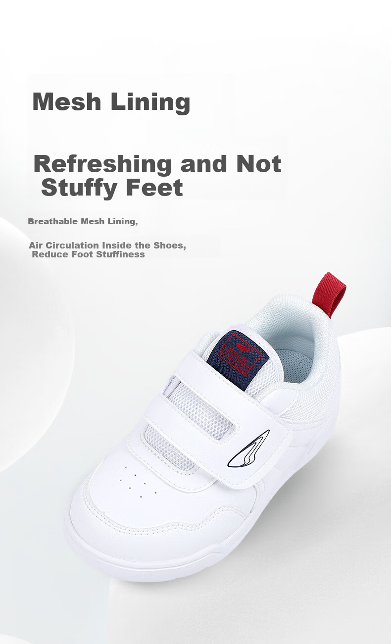 DR·KONG Autumn Boys' Casual Walking Shoes, Lightweight Breathable Versatile White Children's Sneakers, White, Size 27 3