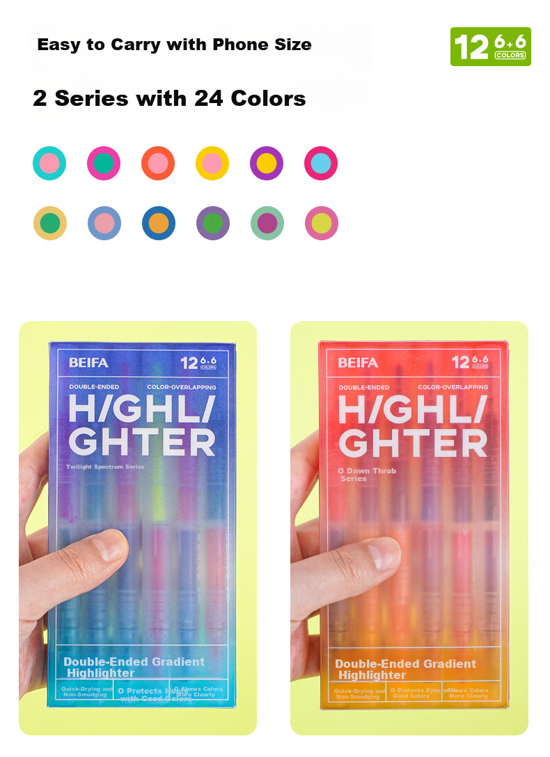 BEIFA Dual-Head Layered Highlighter Pen, Marking And Emphasis without Bleeding Soft Tip Marker Pen, High-Value Handwritten Journal Pen, Breaking Dawn Thrill [Back-To Essential] 3